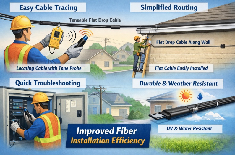toneable flat drop cable