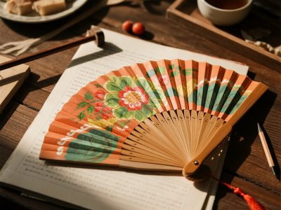 painted wood hand fans