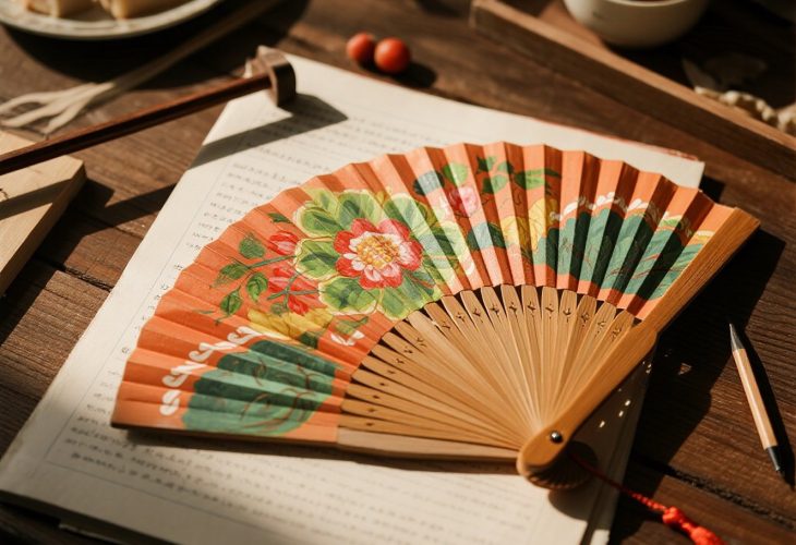 painted wood hand fans